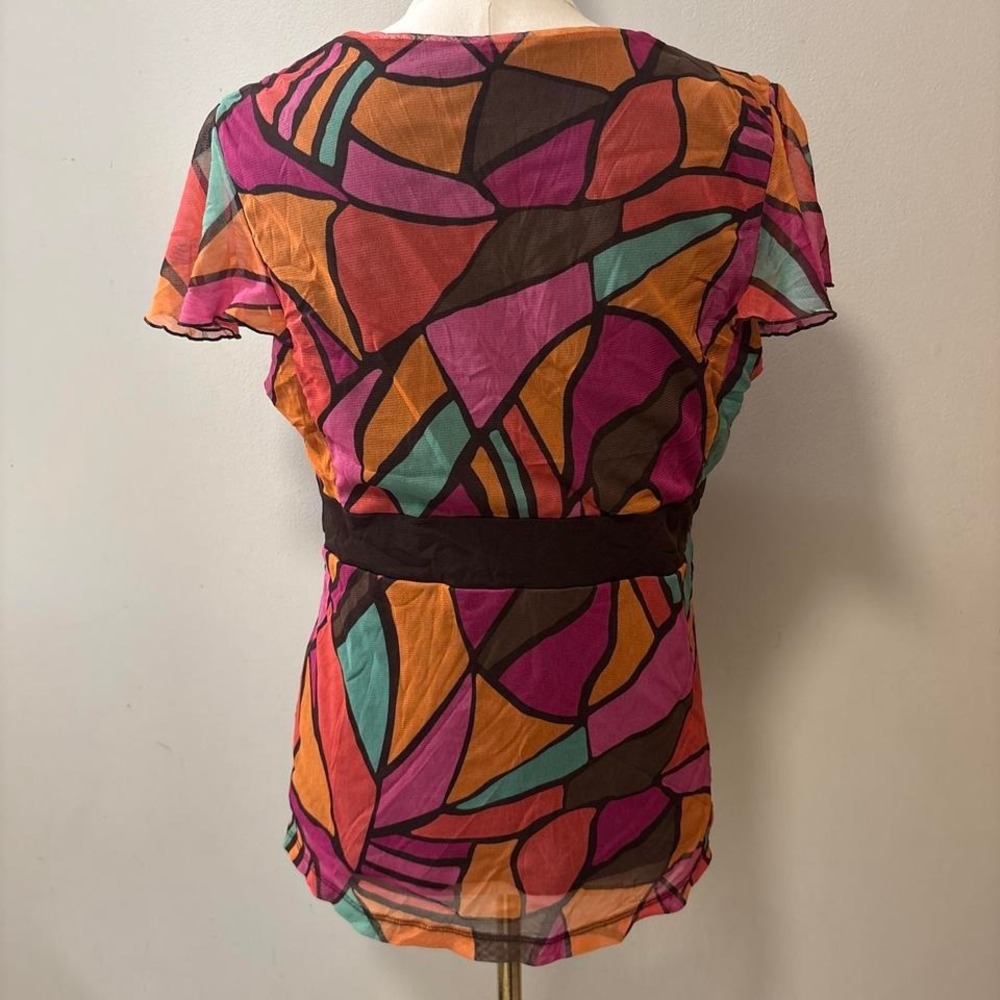 Y2K Apt.9 Brown Multicolored Abstract Top Size‎ Women's Large - Picture 2 of 5